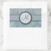 Denim Blue Coin Muster mit Monogramm Rechteckiger Aufkleber (Tasche)