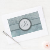 Denim Blue Coin Muster mit Monogramm Rechteckiger Aufkleber (Umschlag)