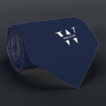 Denim Blue Color Elegante Monogramm   Name Krawatte<br><div class="desc">Eine elegante Krawatte mit einem fett-weißen Monogramm auf einem glatten Hintergrund. Zusätzlich zu diesem Monogramm sitzt Ihr Vor- oder Nachname in allen Hauptstädte. Wenn Sie einen mutigeren Blick auf den persönlichen Namen im großen Buchstaben bevorzugen, können Sie folgendes tun: Benutzen Sie die Funktion Anpassen/Bearbeiten und klicken Sie auf den Namen....</div>