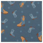 Denim Blue Cowboy Cowgirl Boots Pattern Stoff (Nahaufnahme)