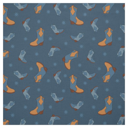 Denim Blue Cowboy Cowgirl Boots Pattern Stoff (Muster)