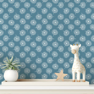 Denim Blue Dandelion Tapete