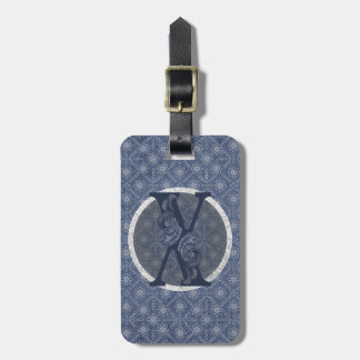 Denim Blue Decorative Monogram "X" Gepäckmarke Gepäckanhänger