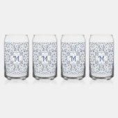 Denim Blue Extravagant Graphic Muster Personalisie Dosenglas (Hinten)