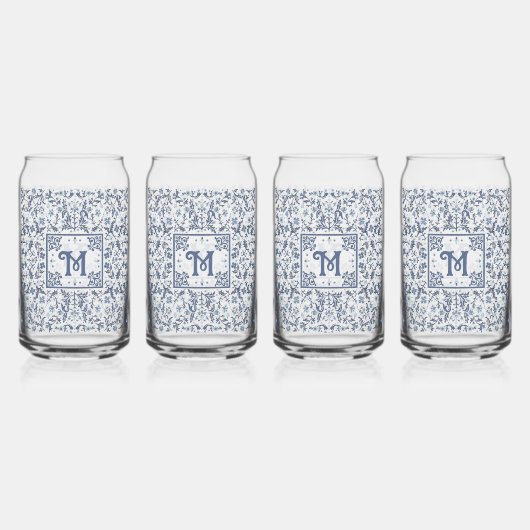 Denim Blue Extravagant Graphic Muster Personalisie Dosenglas (Hinten)