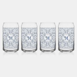 Denim Blue Extravagant Graphic Muster Personalisie Dosenglas