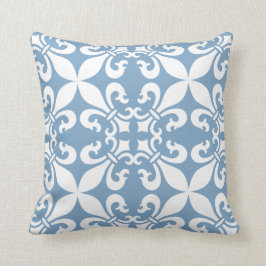 Denim Blue Fleur de Lys Pattern Kissen