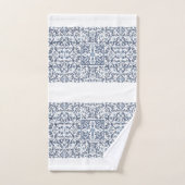 Denim Blue Floral Badhandtuch Set (Handtuch)