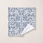 Denim Blue Floral Badhandtuch Set (Waschlappen)