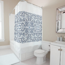 Denim Blue Floral Duschvorhang