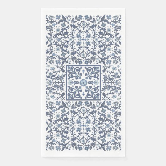 Denim Blue Floral Extravagant Serviette (Vorderseite)