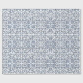 Denim Blue Floral Geschenkpapier (Flach)