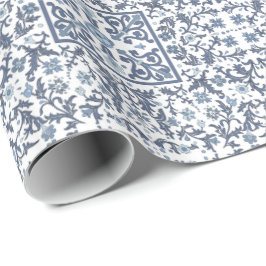 Denim Blue Floral Geschenkpapier
