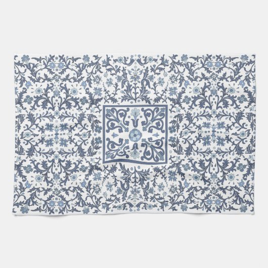 Denim Blue Floral Geschirrtuch (Horizontal)