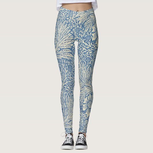 Denim Blue Floral Pattern Leggings (Vorderseite)