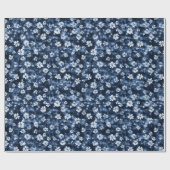 Denim Blue Flowers Brautparty Geschenkpapier (Flach)