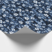 Denim Blue Flowers Brautparty Geschenkpapier (Ecke)