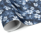 Denim Blue Flowers Brautparty Geschenkpapier (Rolleneckpunkt)