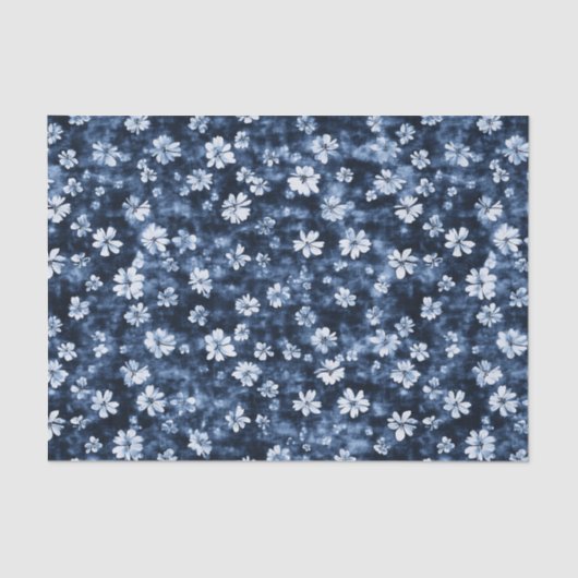 Denim Blue Flowers Brautparty Seidenpapier (Vorderseite)