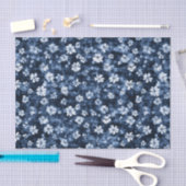 Denim Blue Flowers Brautparty Seidenpapier (Handwerk)
