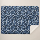 Denim Blue Flowers Sherpadecke (Vorderseite (Horizontal))