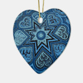 Denim Blue Folk Art Hearts Ornament (Links)
