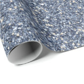 Denim Blue Glitter Birthday Geschenkpapier (Rolleneckpunkt)