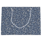 Denim Blue Glitter Birthday Große Geschenktüte (Vorderseite)