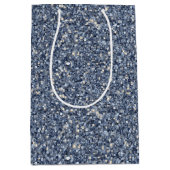 Denim Blue Glitter Birthday Mittlere Geschenktüte (Vorderseite)