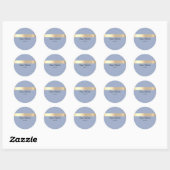 Denim Blue Gold Foil Rustikale Imitate Runder Aufkleber (Blatt)