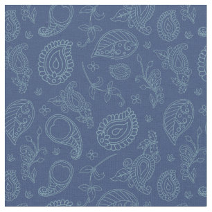 Denim Blue Indian Boho Paisley Print Stoff