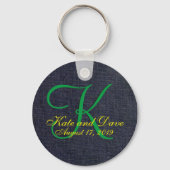 Denim Blue Jean 3d Monogram Schlüsselanhänger (Vorderseite)