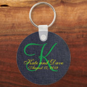 Denim Blue Jean 3d Monogram Schlüsselanhänger (Vorderseite)
