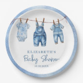 Denim Blue Jean Baby Boy Baby Shower Pappteller (Vorderseite)