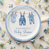 Denim Blue Jean Baby Boy Baby Shower Pappteller