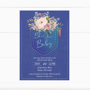 Denim Blue Jean Baby Shower Einladung