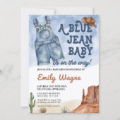 Denim Blue Jean Baby Shower Invitation Einladung (Vorderseite)