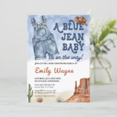 Denim Blue Jean Baby Shower Invitation Einladung (Stehend Vorderseite)