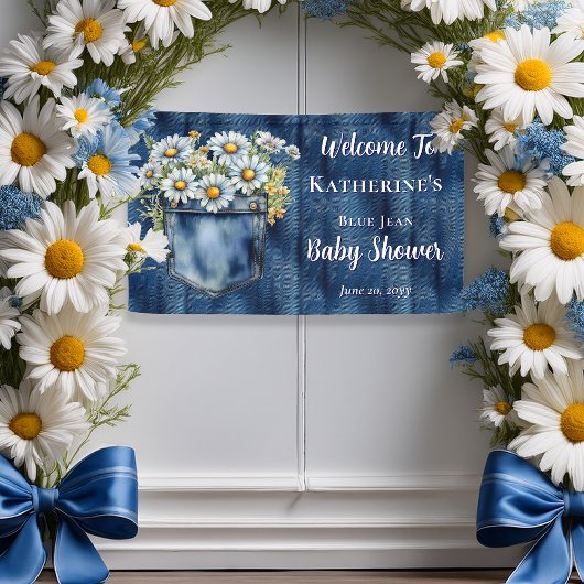 Denim Blue Jean | Daisies Floral Baby Shower Banner