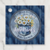 Denim Blue Jean | Daisies Floral Baby Shower Geschenkanhänger (Vorderseite)