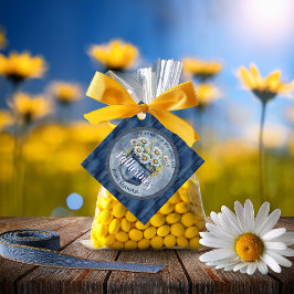 Denim Blue Jean | Daisies Floral Baby Shower Geschenkanhänger