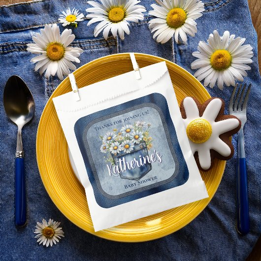 Denim Blue Jean | Daisies Floral Baby Shower Geschenktütchen