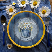 Denim Blue Jean | Daisies Floral Baby Shower