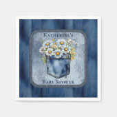 Denim Blue Jean | Daisies Floral Baby Shower Serviette (Vorderseite)