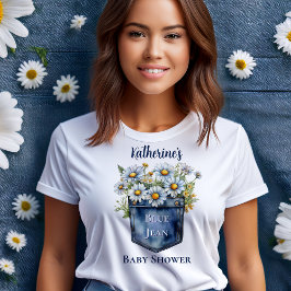 Denim Blue Jean | Daisies Floral Baby Shower T-Shirt