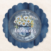 Denim Blue Jean | Daisies Floral Baby Shower Untersetzer (Vorderseite)
