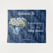 Denim Blue Jean | Hintergrund der Daisies Babydusc Wandteppich (Vorderseite (Horizontal))