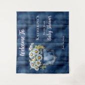 Denim Blue Jean | Hintergrund der Daisies Babydusc Wandteppich (Vorderseite)