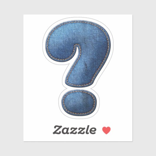 Denim Blue Jean Question Mark Symbol Sticker (Blatt)