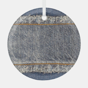 Denim Blue Jeans: Casual Doppelpatch Ornament Aus Glas
